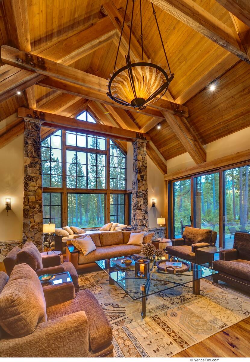 The home's large windows provide views to Lookout Mountain, which is part of Northstar Ski Reso ...