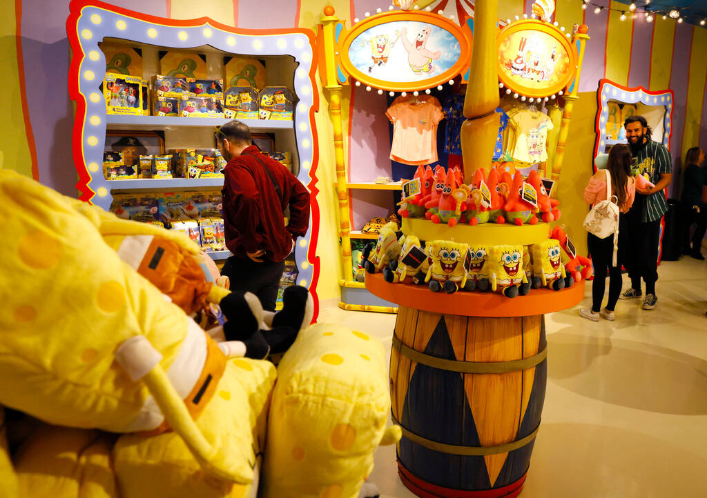 People check out merchandise at SpongeBob's Crazy Carnaval Shop at Circus Circus on Friday, Mar ...