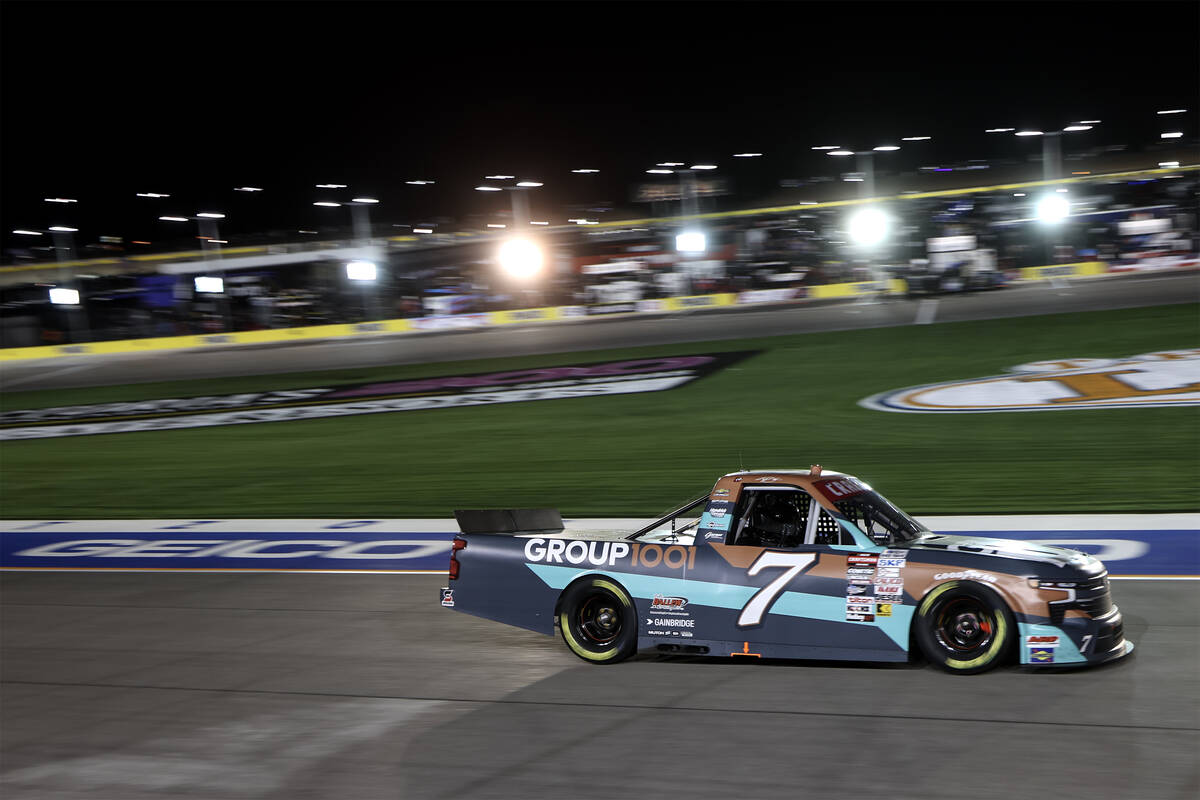 Kyle Busch rounds the track during the Victoria's Voice Foundation 200 NASCAR Craftsman Truck S ...