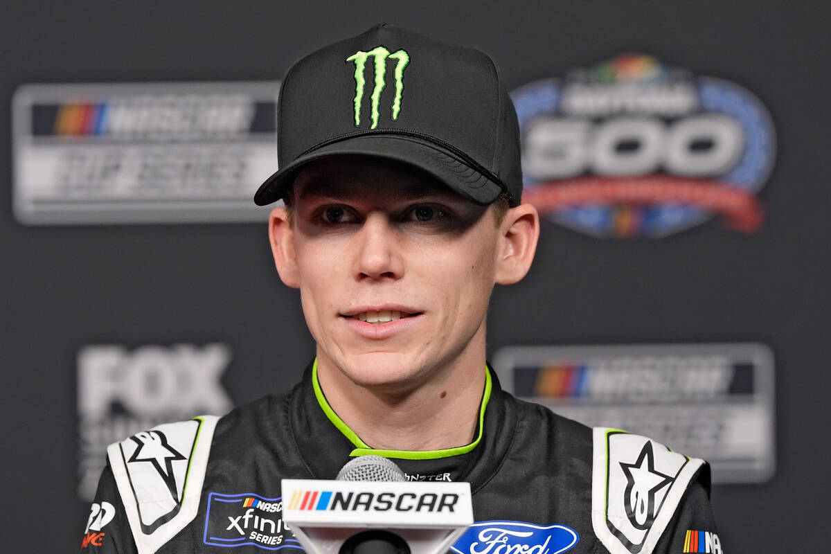 Riley Herbst during the NASCAR Daytona 500 auto racing media day Wednesday, Feb. 14, 2024, at D ...