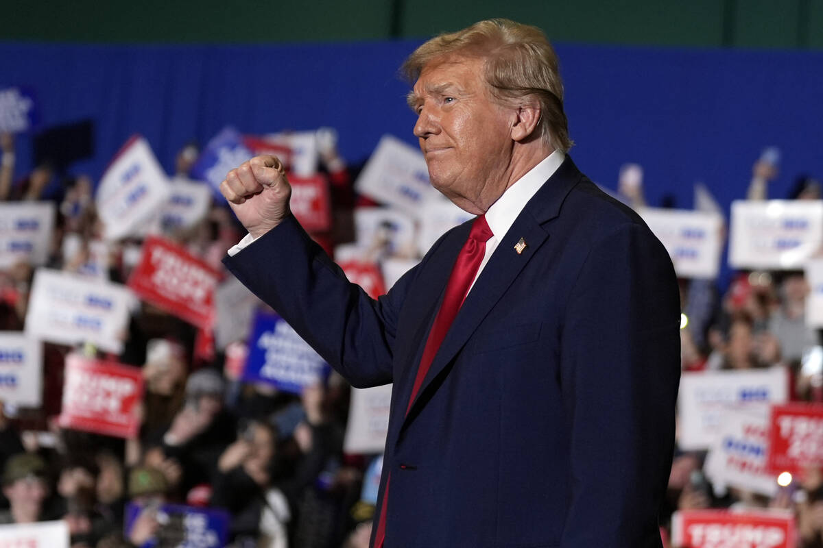 Republican presidential candidate former President Donald Trump arrives at a campaign rally Sat ...