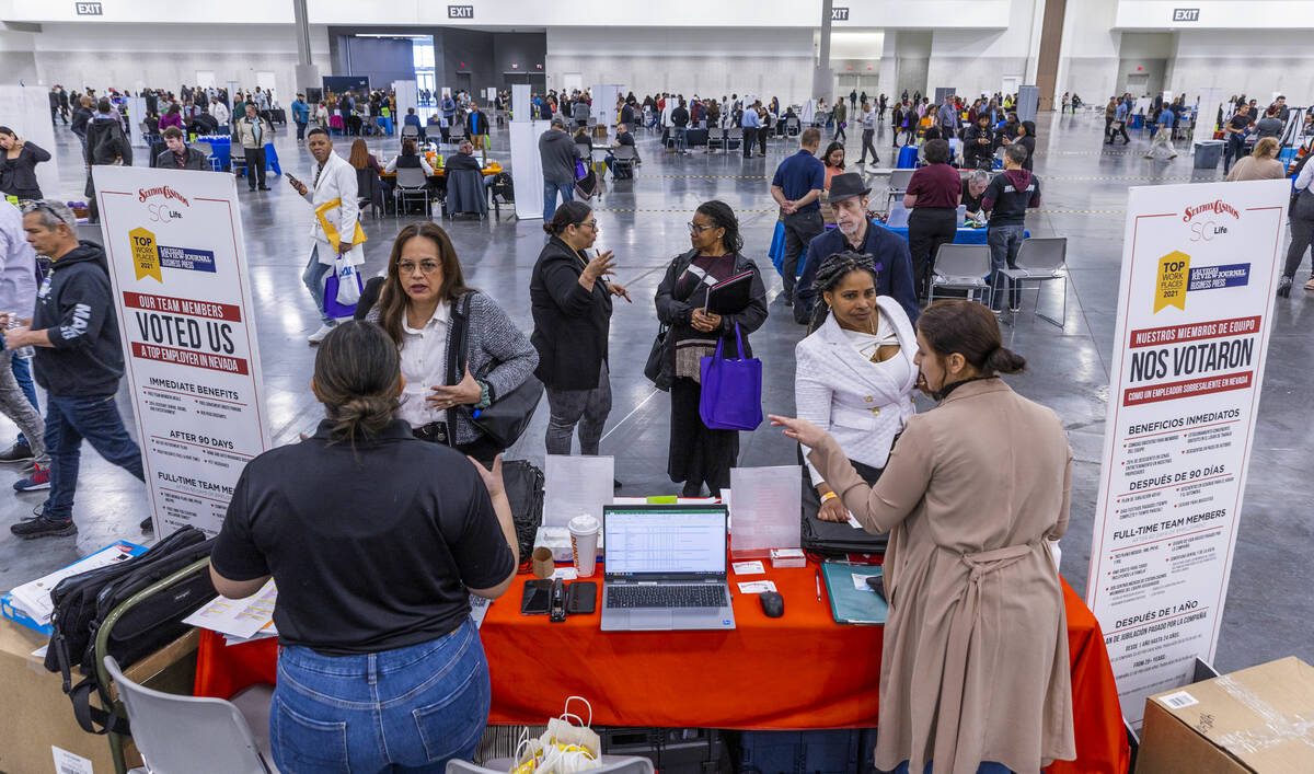 Station Casinos staff talk with job seekers as more than 100 employers at the annual Spring Job ...