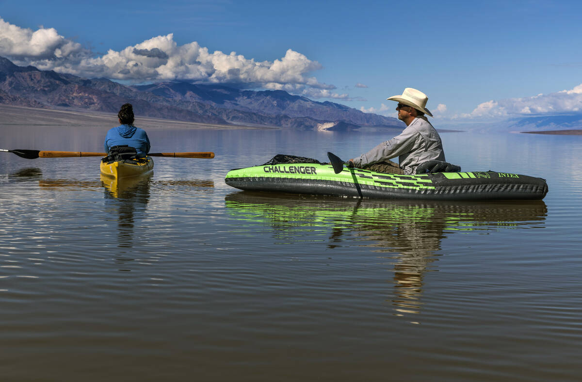 Ashley Lee, left, president of the Amargosa Conservancy, and Patrick Donnelly, director of the ...