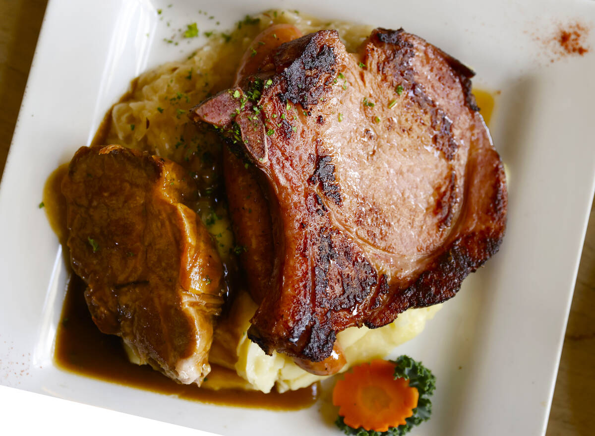 Bayerische Spezialitäten Platte, a giant platter with smoked pork loin, pork roast, smoked ...