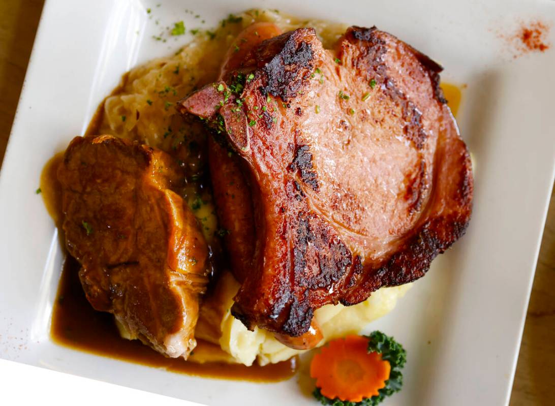 Bayerische Spezialitäten Platte, a giant platter with smoked pork loin, pork roast, smoked ...