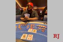 William S. of Apple Valley, California, with his winning hand Sunday, March 3, 2024, at The Str ...