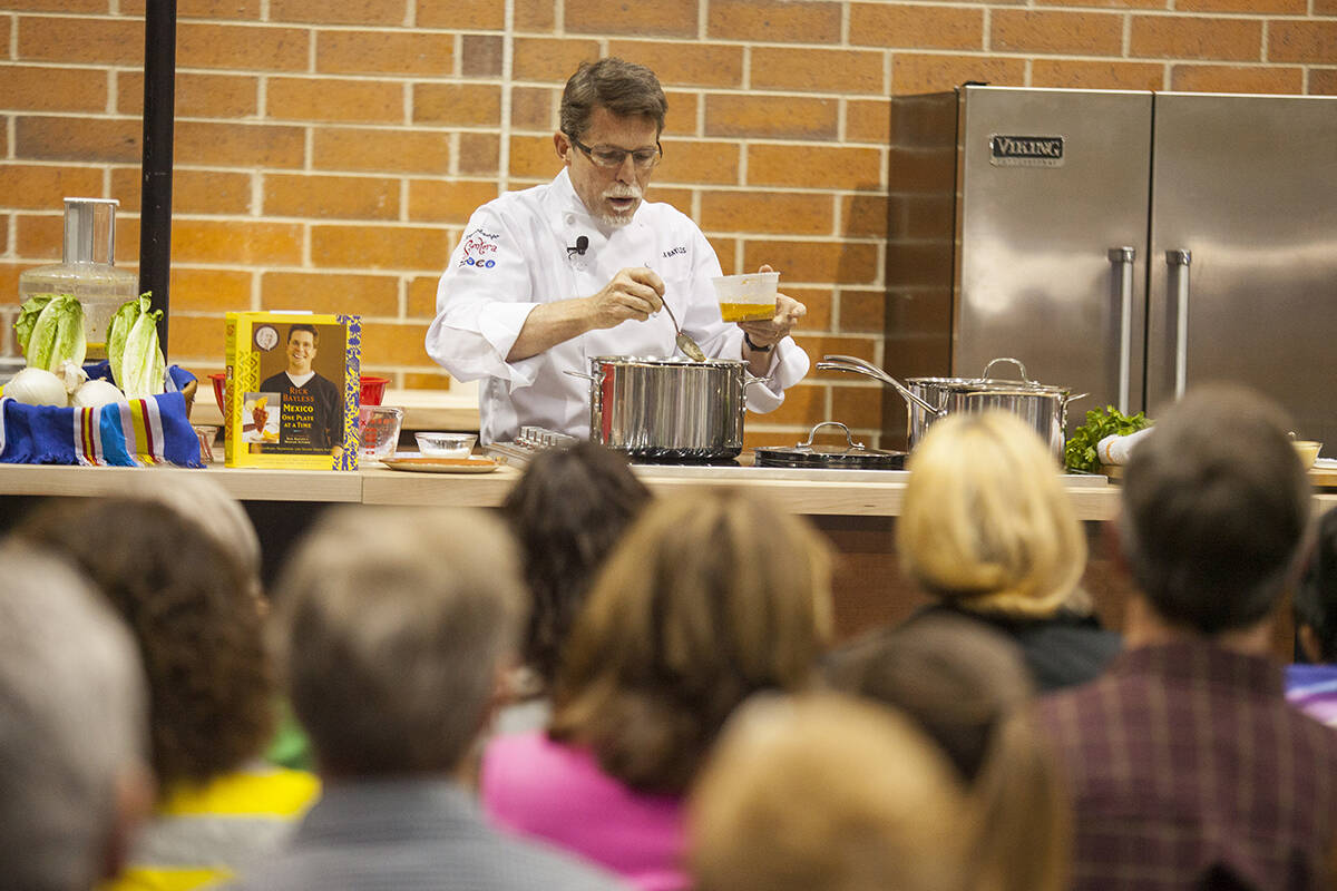Chef Rick Bayless receives the Good Food Chef of the Year Award and leads a cooking demo at the ...