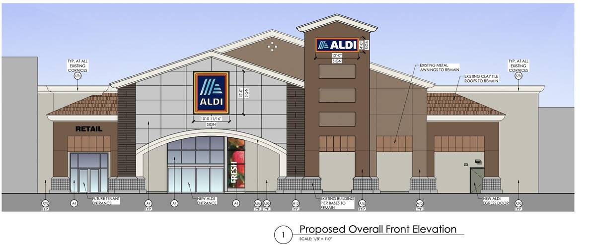 A rendering of the exterior of the proposed Aldi location in Henderson. (City of Henderson)