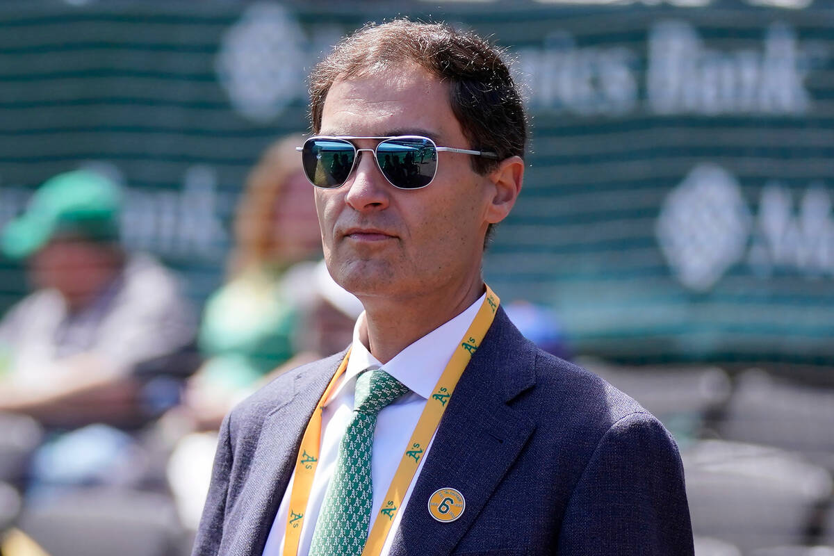 Oakland Athletics President Dave Kaval before a baseball game between the Athletics and the New ...