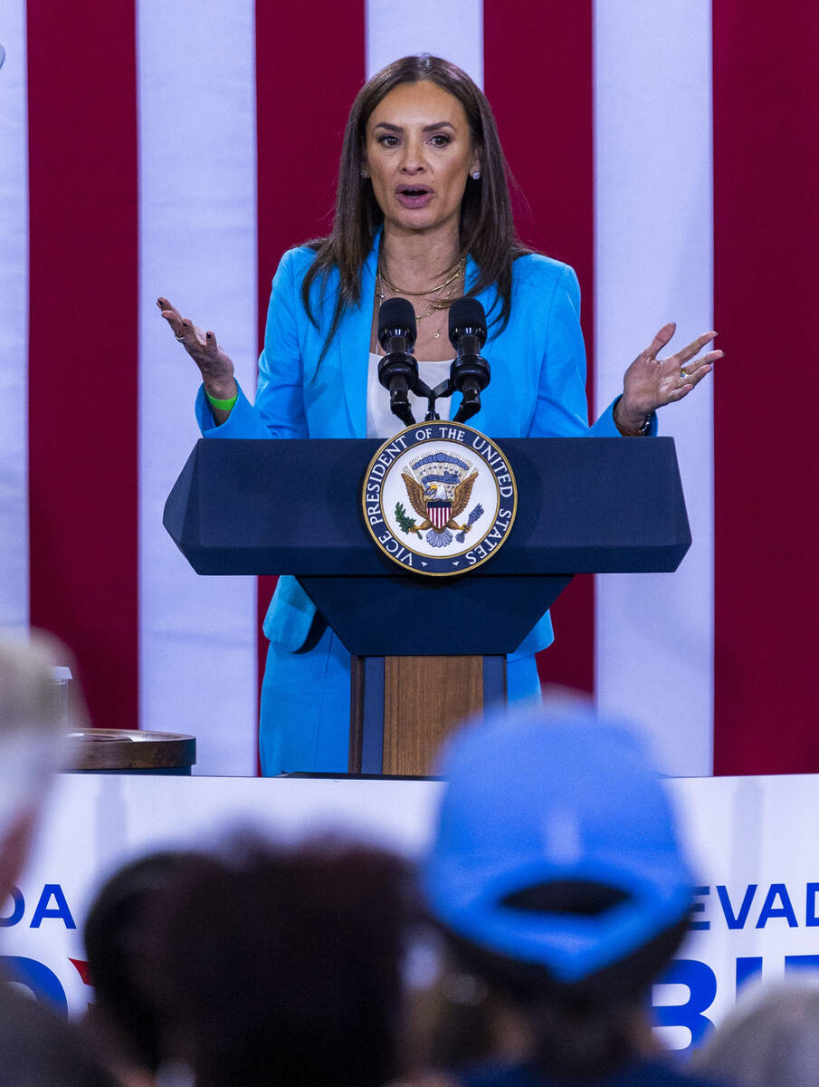 Maria Teresa Kumar, Co-Founder and President of Voto Latino speaks during a Vice President Kama ...