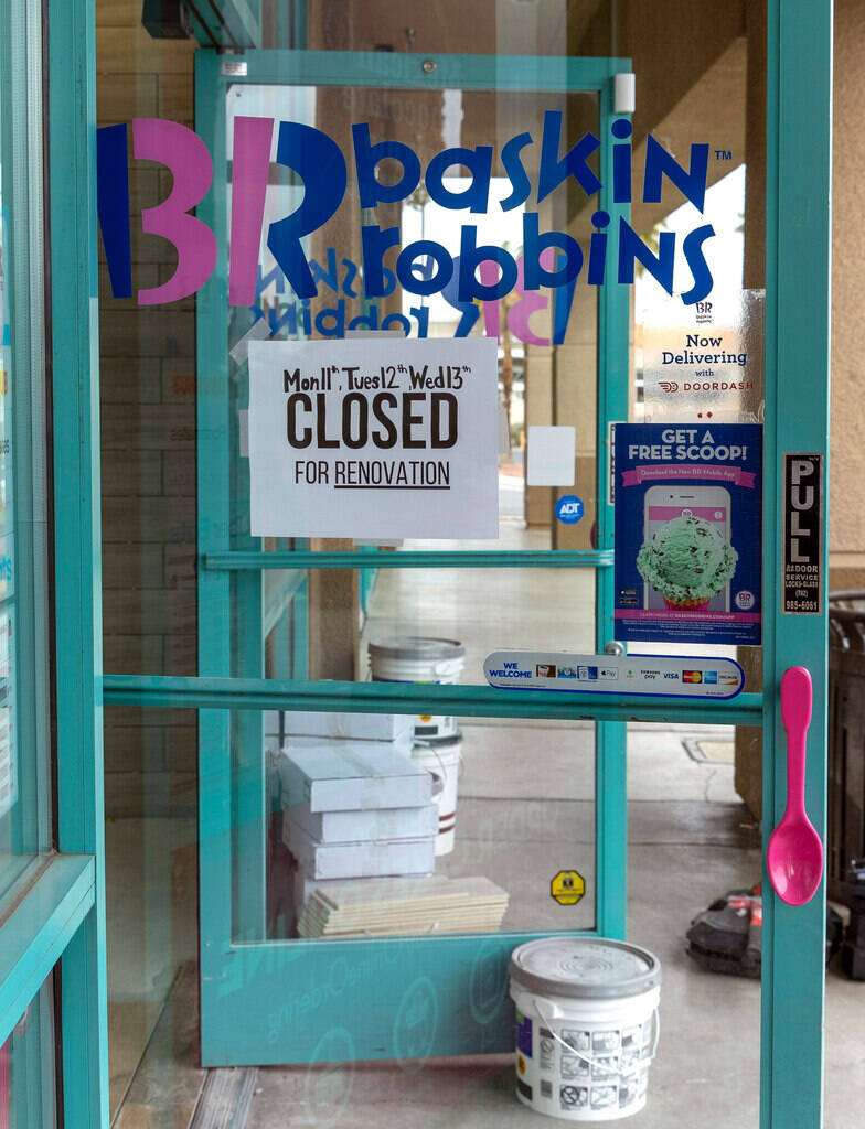 A Baskin-Robbins on West Sahara Ave. is temporarily closed for renovations on Tuesday, March 12 ...