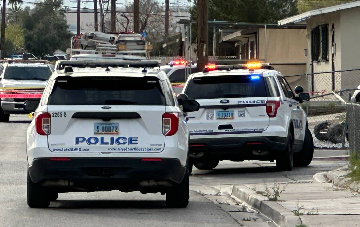 North Las Vegas police investigate a fatal shooting near East Nelson Avenue at Magnet Street on ...