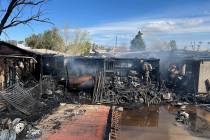 Crews battle a residential fire Wednesday, March 13, 2024, on the 900 block of De Mat Drive, ne ...