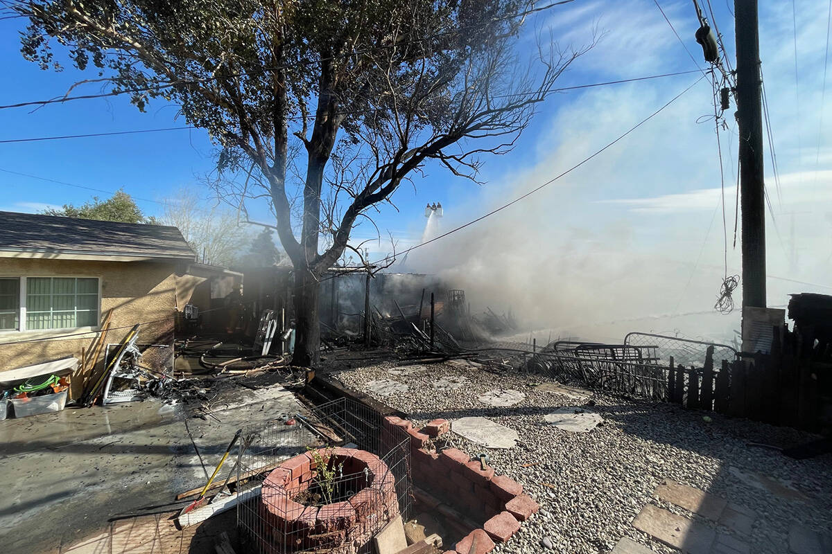 Crews battle a residential fire Wednesday, March 13, 2024, on the 900 block of De Mat Drive, ne ...