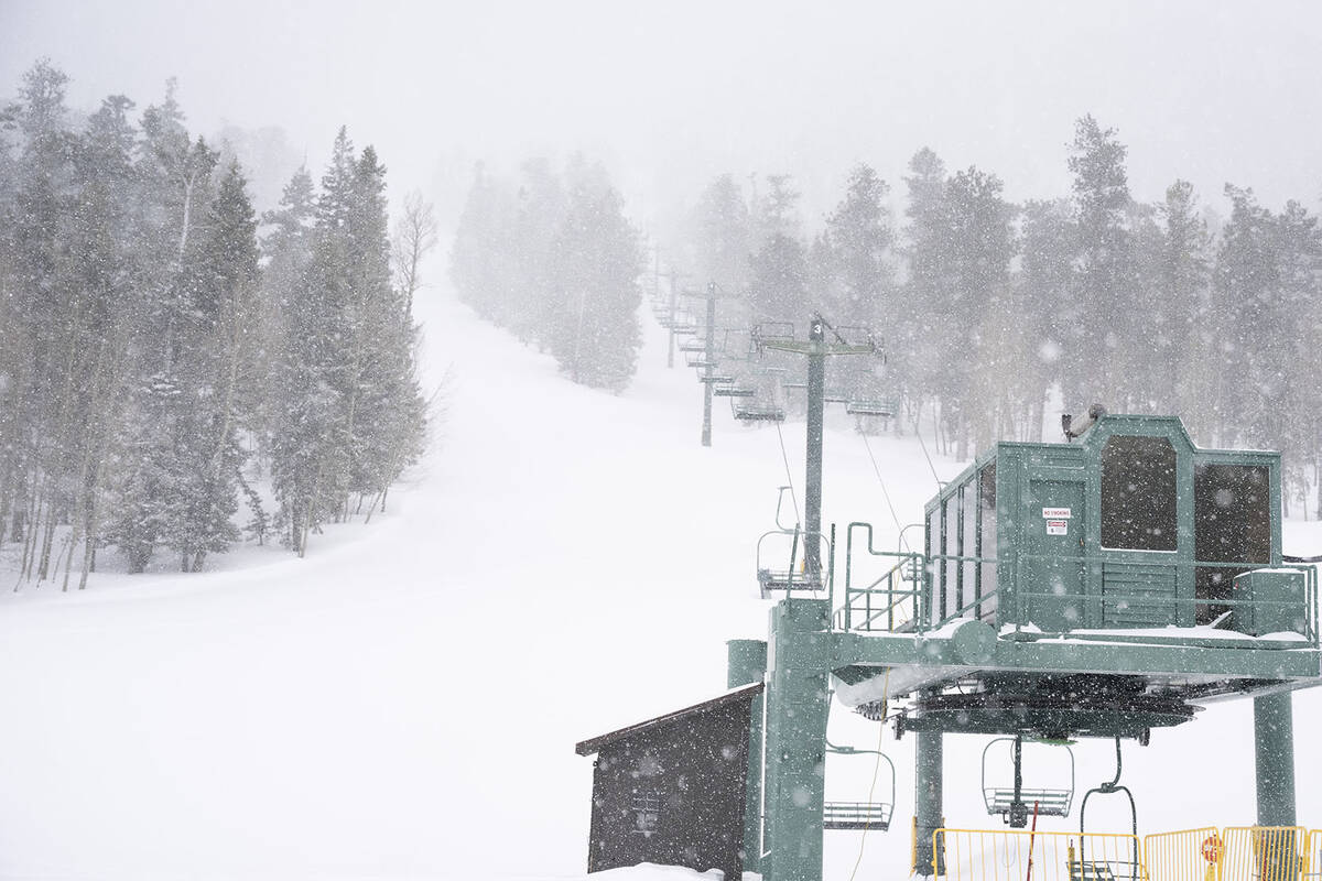 Lee Canyon Resort received 15 inches of snow in 24 hours ending the afternoon of Thursday, Marc ...