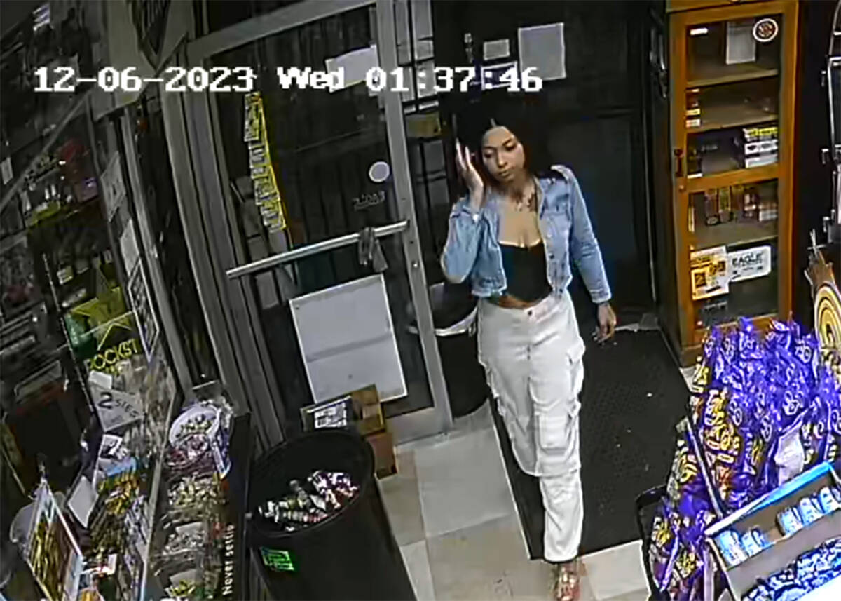 Maryana Rodgers is seen on surveillance video entering a liquor store on Dec. 6, 2023, shortly ...