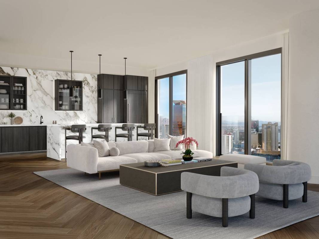 Renderings for the interior of the 32-story luxury condo high-rise Cello Tower in the Symphony ...