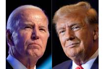 This combo image shows President Joe Biden, left, Jan. 5, 2024, and former President Donald Tru ...