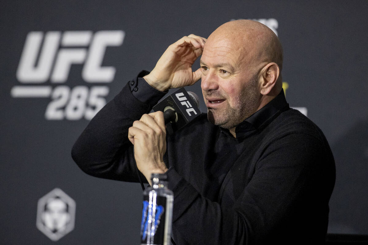 UFC president Dana White answers a question at a news conference following the UFC 285 fight ca ...