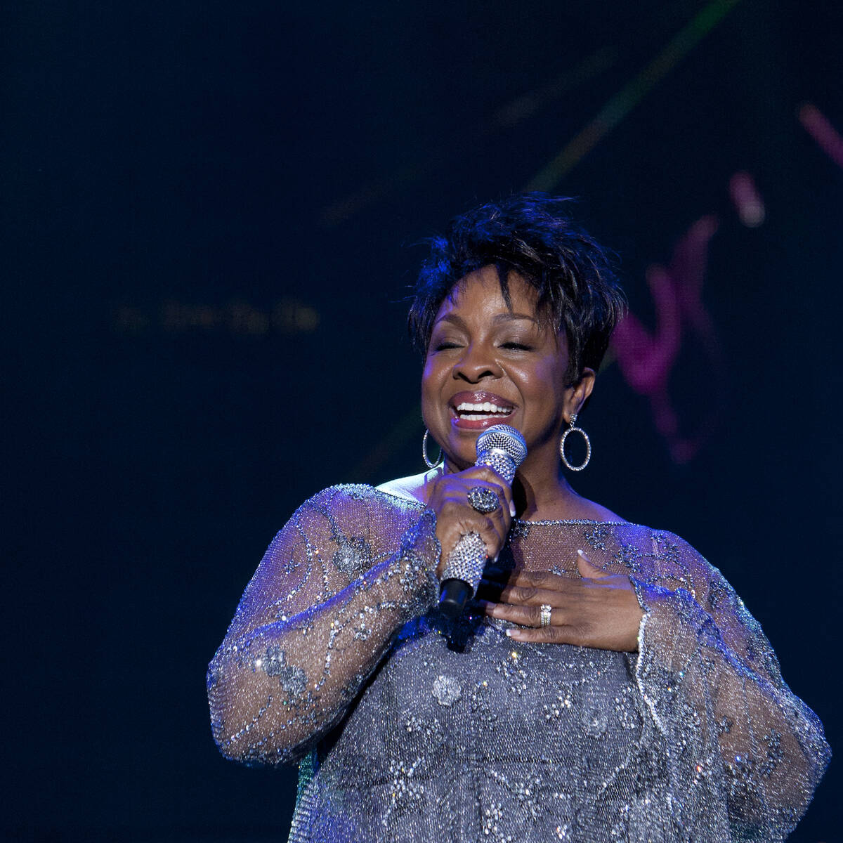 Gladys Knight performs in her special engagement show, "A Mic and a Light," at the Gladys Knigh ...