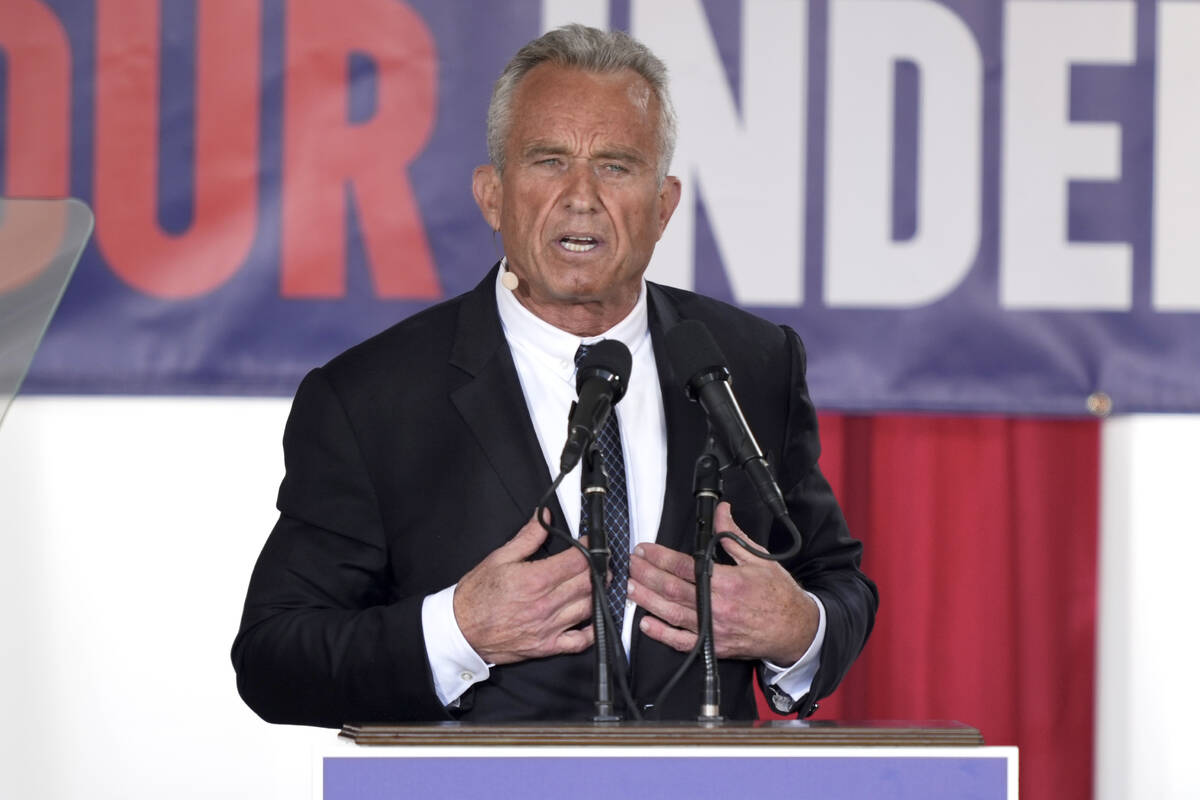 Presidential candidate Robert F. Kennedy, Jr. speaks during a campaign event, Oct. 9, 2023, in ...