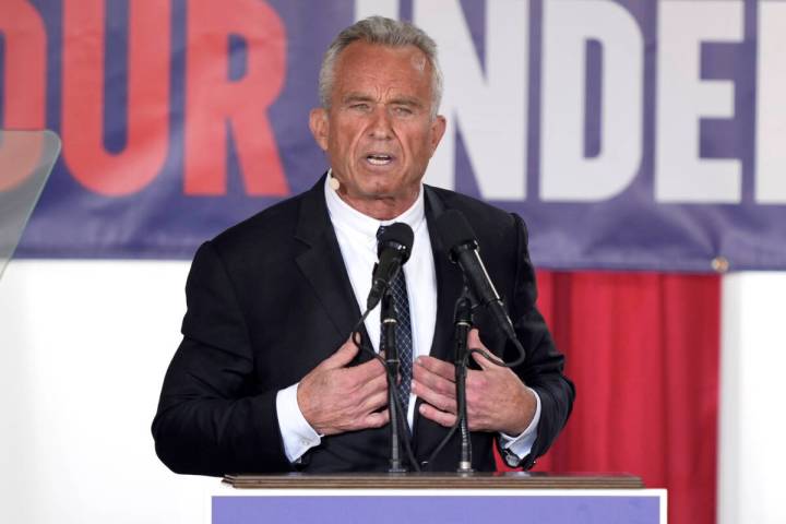 Presidential candidate Robert F. Kennedy, Jr. speaks during a campaign event, Oct. 9, 2023, in ...