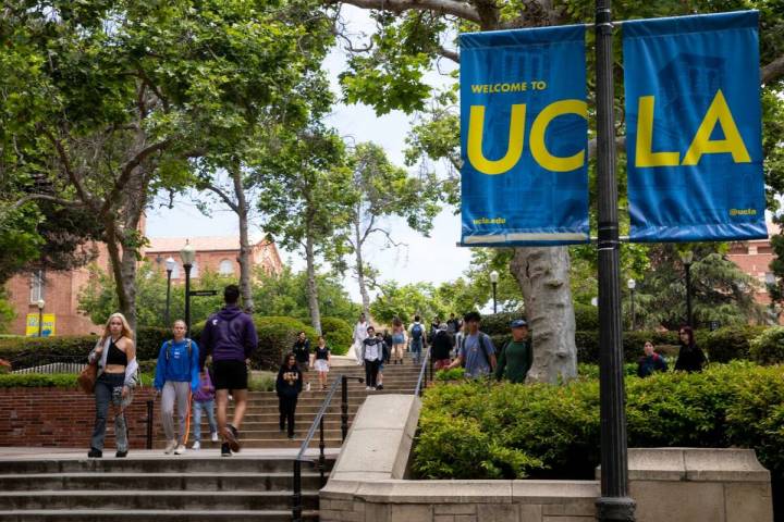 Students on the UCLA campus in Los Angeles, California, on Wednesday, May 17, 2023, where the U ...