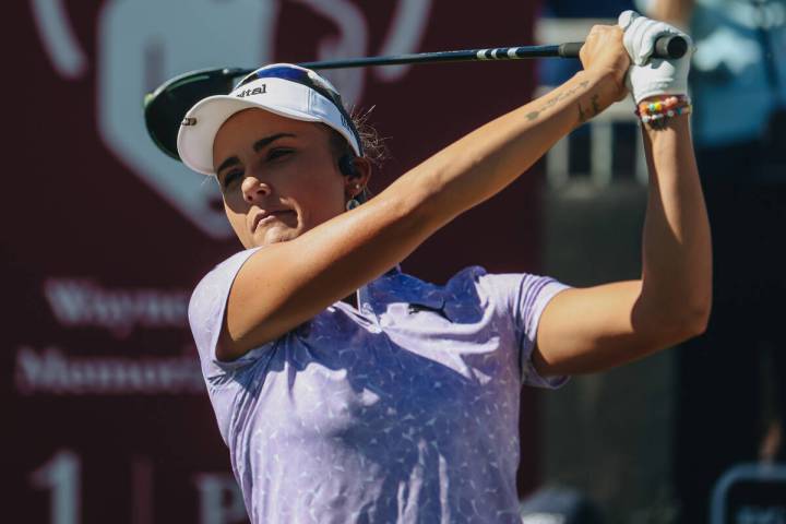 Lexi Thompson practices her swing during the Shriners Children’s Open tournament at TPC ...