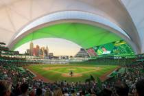 An artist's rendering of the Oakland Athletics' planned Las Vegas ballpark. (Athletics)