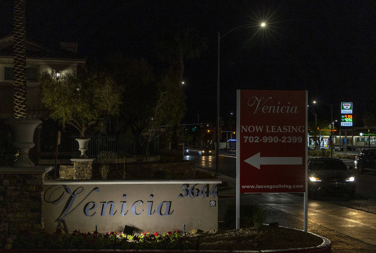 Homicide investigation in the Venicia Apartments complex on Tuesday, March 26, 2024, in Las Veg ...