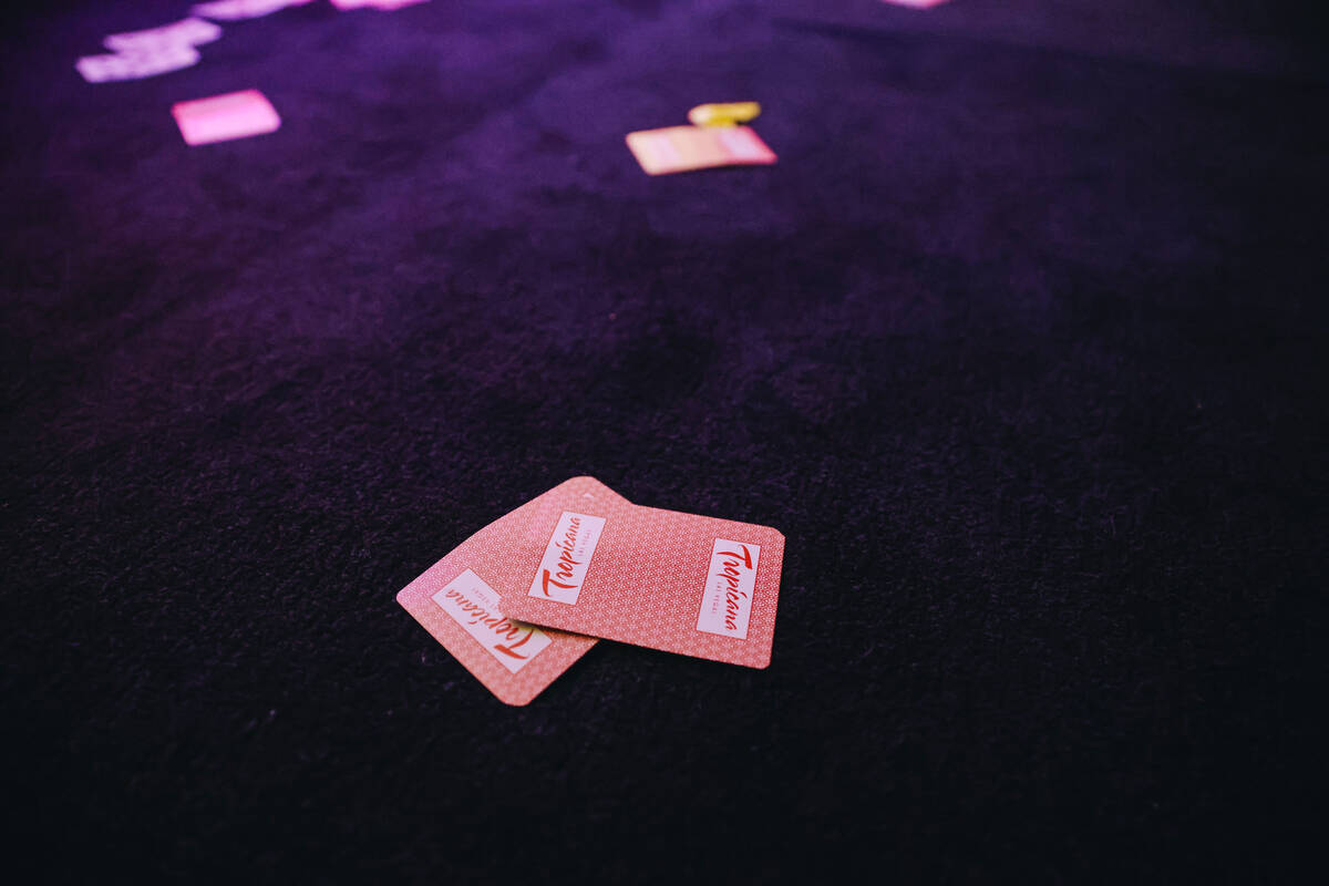 Tropicana cards used during the show are left on the stage floor following Murray Sawchuck&#x20 ...