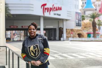 Pamela Coleman, a bartender for 37 years for the Tropicana hotel-casino, poses for a portr ...