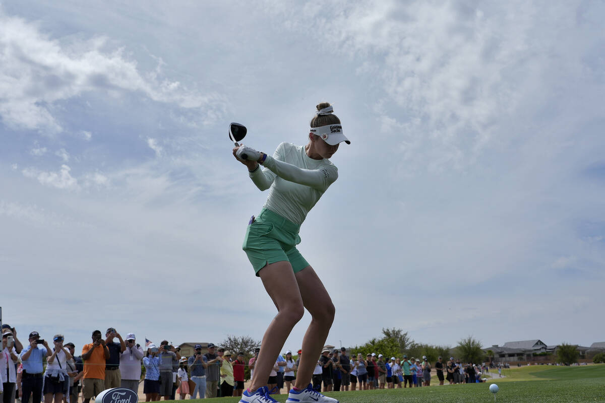 Nelly Korda hits from the second tee during the first round of LPGA Ford Championship golf tour ...