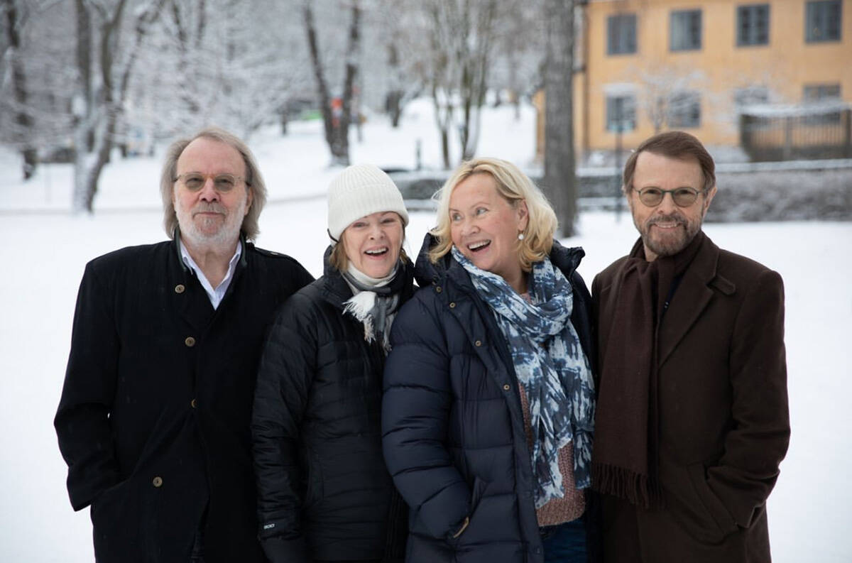 A screen grab of members of ABBA during the holiday season. "ABBA Voyage" is reportedly headed ...