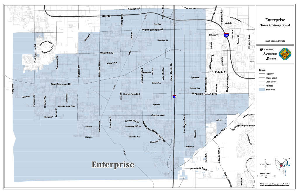 A map of Enterprise. (Photo courtesy of Clark County)