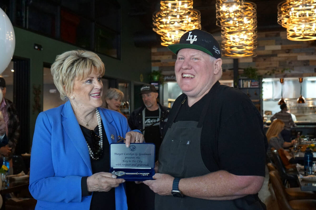 Chef James Trees of Esther's Kitchen in the Arts District of Las Vegas received the key to the ...