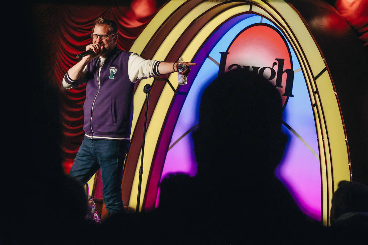 Comedian Ron Pearson speaks to a crowd during “Last Laughs at the Trop” at the La ...