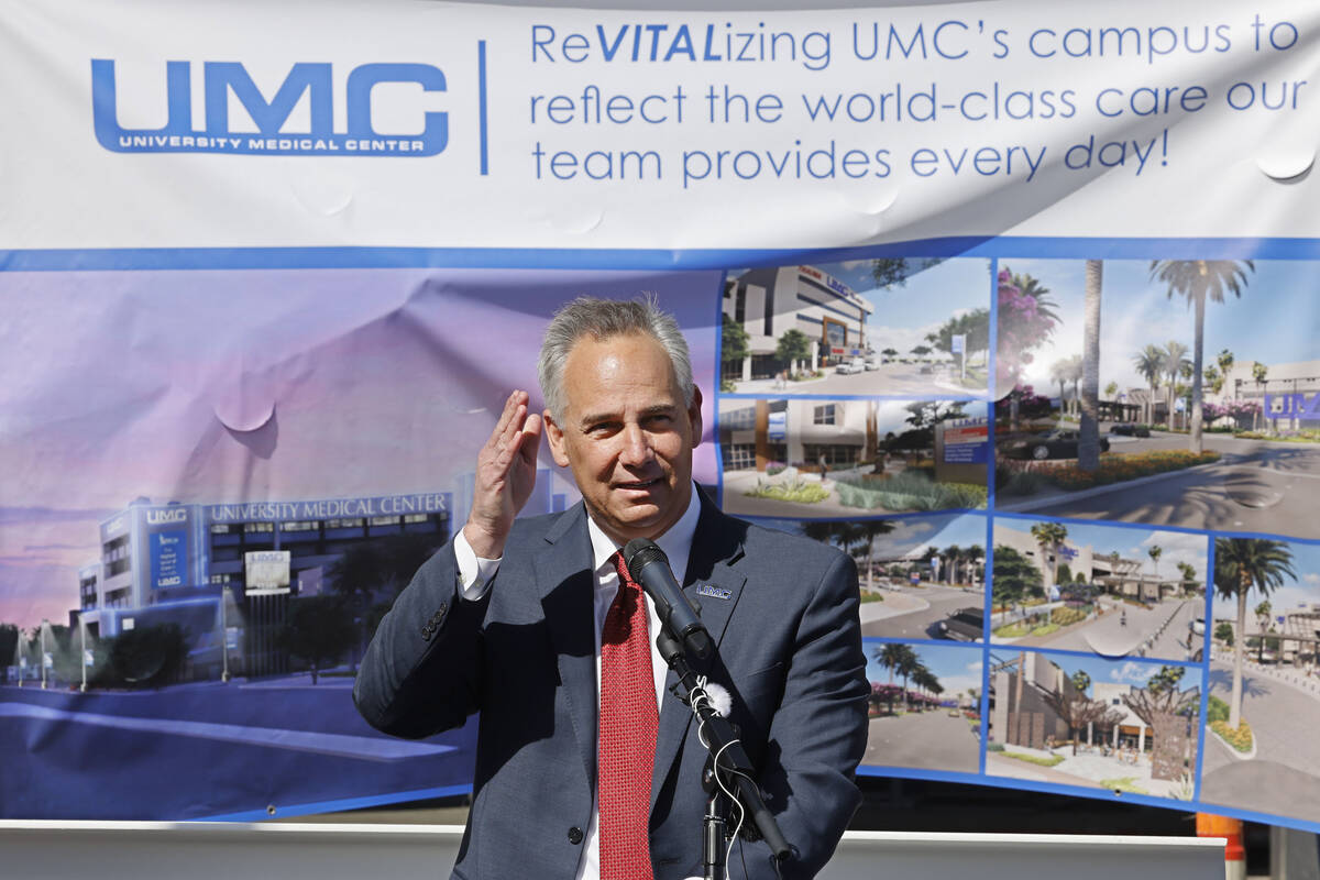 UMC CEO Mason Van Houweling speaks during a groundbreaking ceremony for a renovation project, M ...