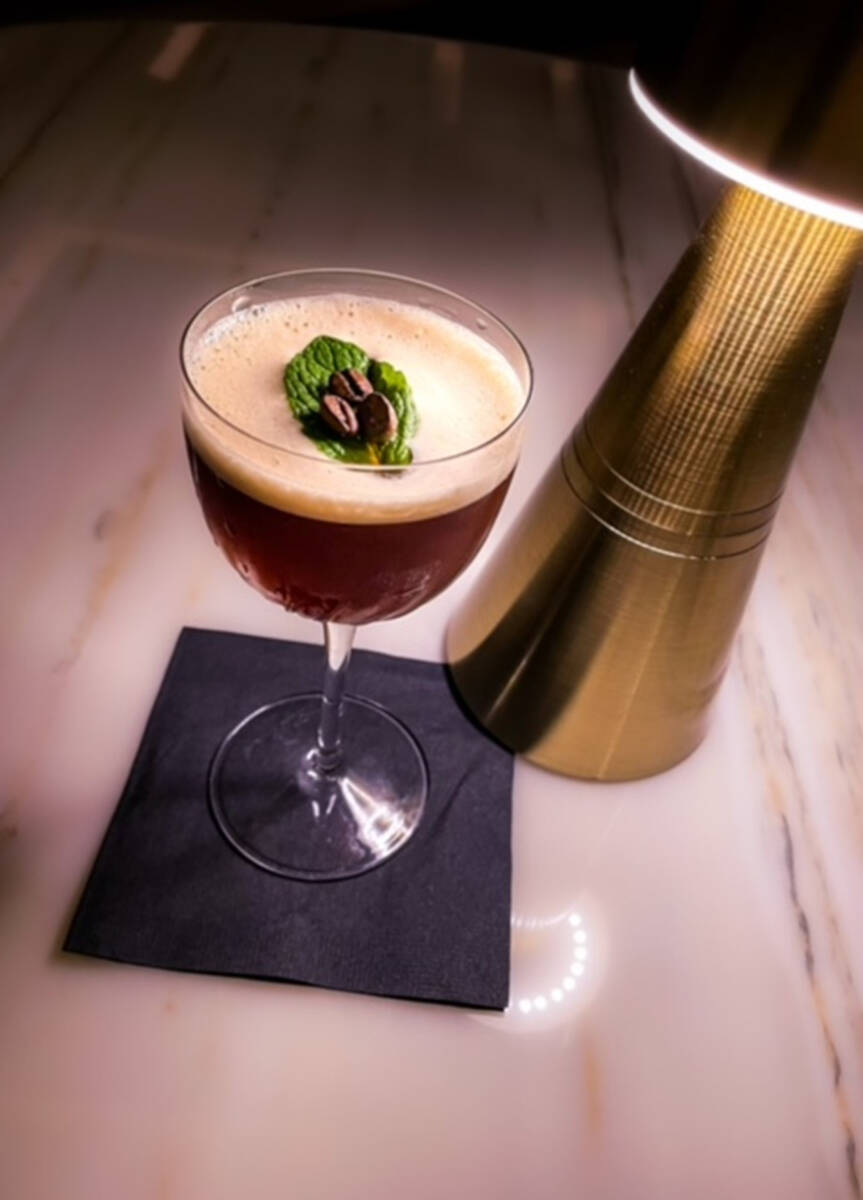 An Inhale cocktail from bartender Kenny Hwong of Legacy Club in Circa in downtown Las Vegas. (C ...