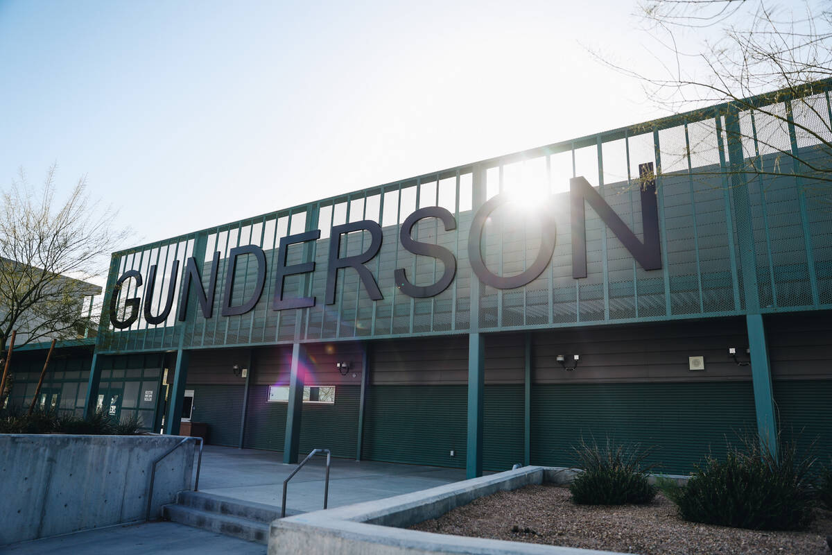 Gunderson Middle School is seen on Thursday, April 4, 2024, in Las Vegas. (Madeline Carter/Las ...