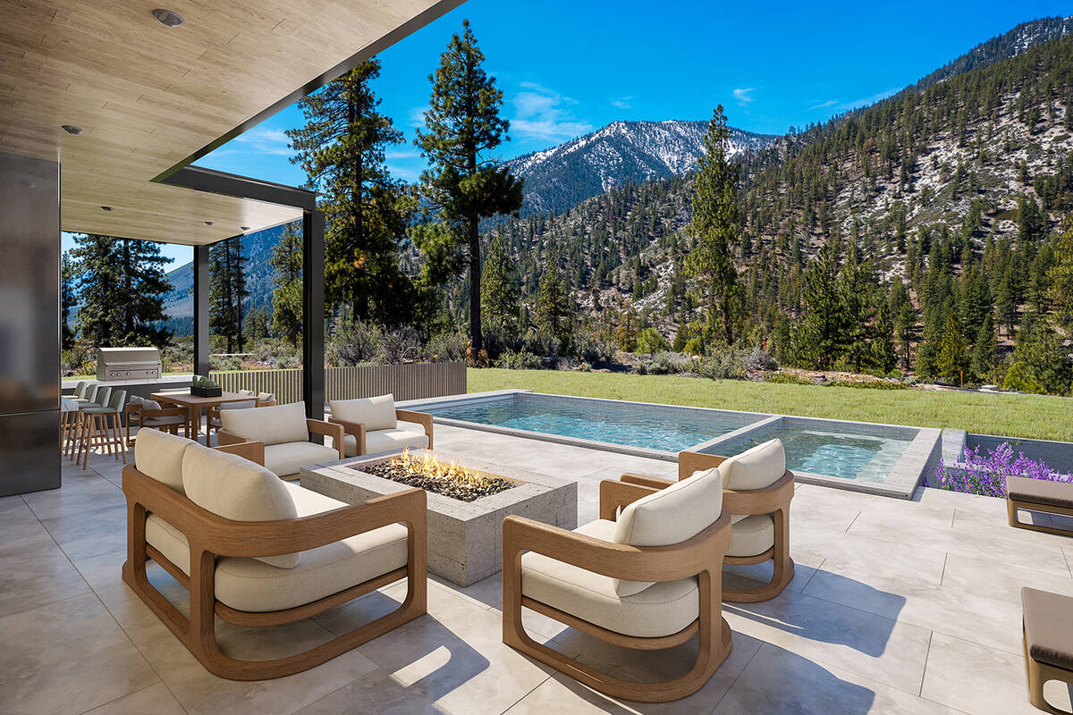 The Clear Creek Tahoe mountain home has sweeping views of Sierra Nevada Mountains. (Whisper Homes)