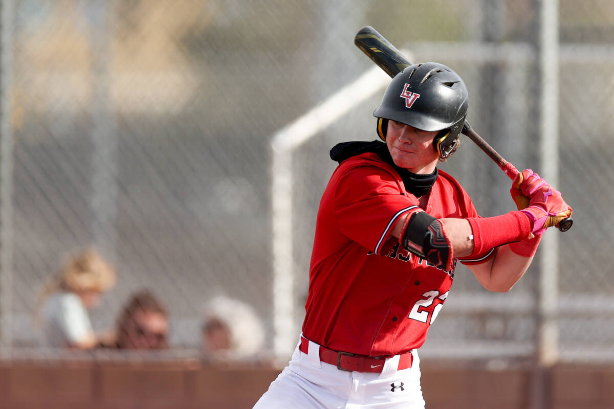 Las Vegas’ Bryden Bull bats against Palo Verde during a high school baseball game on Thu ...