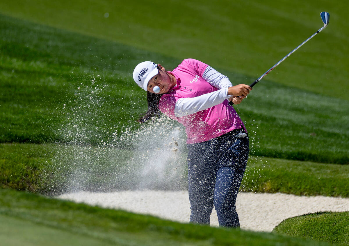 Allisen Corpuz blasts out of the sand trap on hole #7 during the second day of the LPGA T-Mobil ...