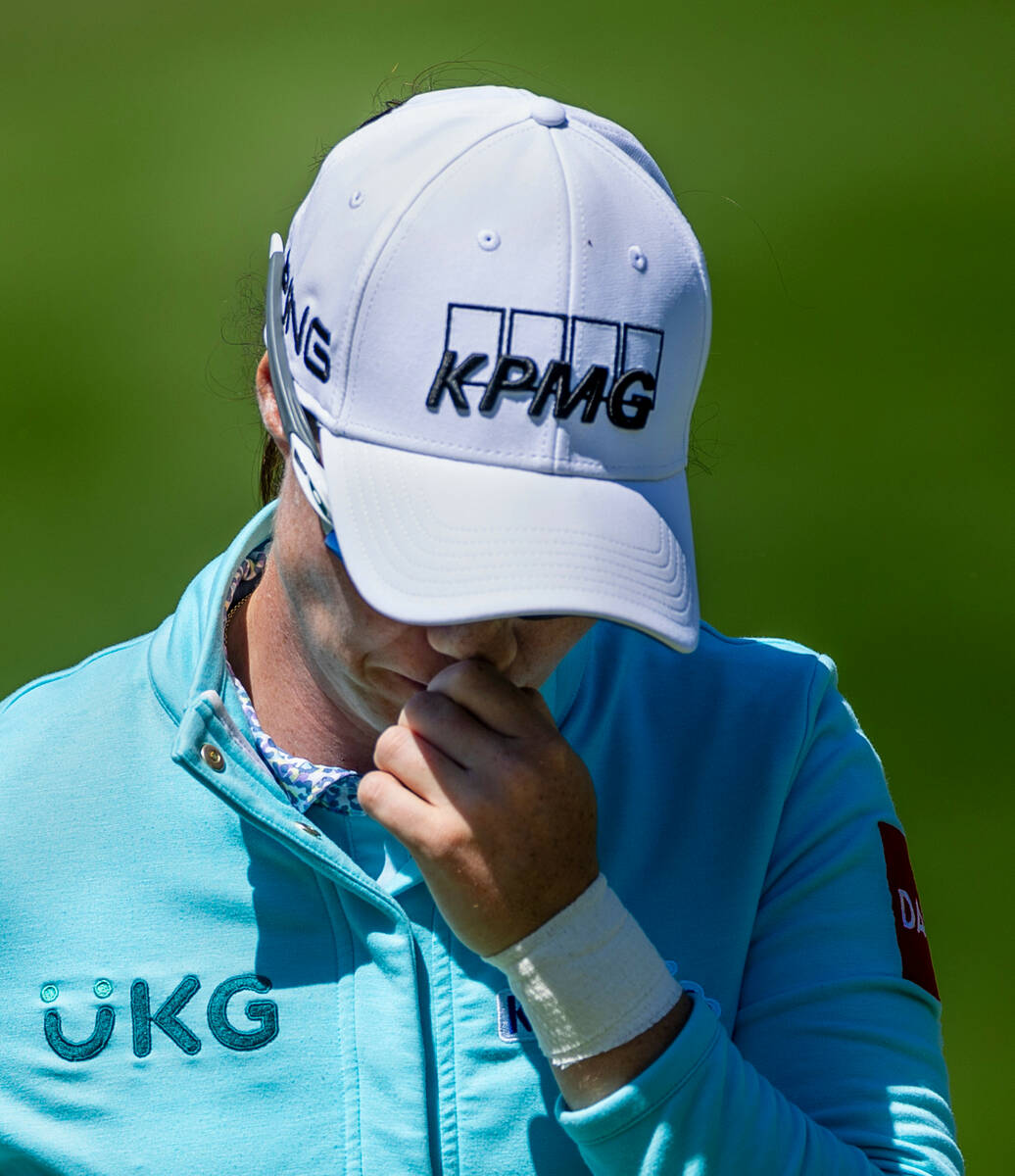 Leona Maguire takes a moment on hole #7 during the second day of the LPGA T-Mobile Match Play a ...