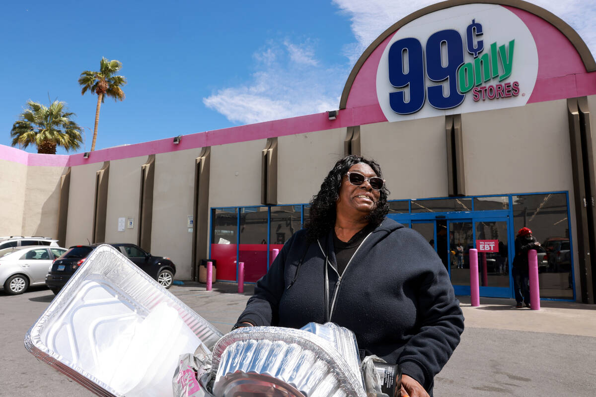 Shopper Thordis Willis talks to a reporter at the 99 Cents Only store at Flamingo Road and Mary ...