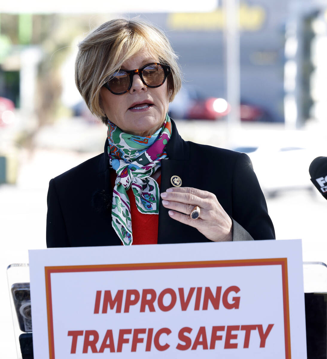 Rep. Susie Lee, D-Nev., speaks during a news conference to announce a more than $3.3 million fe ...
