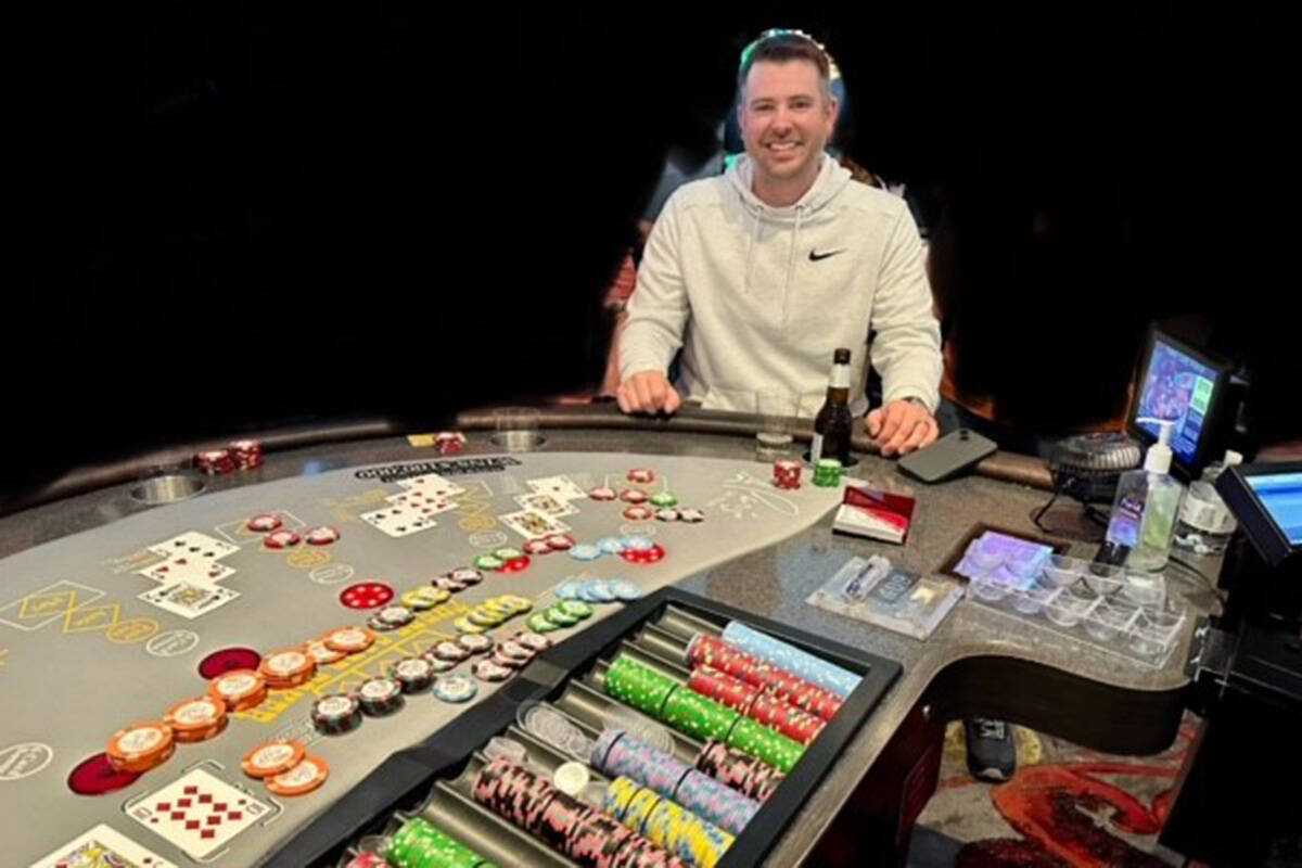 Erik Wick of Colfax, Washington, won a $608,242 mega jackpot with a royal flush playing Three C ...