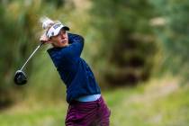 Nelly Korda drives the ball off the tee at hole #14 during the third day of the LPGA T-Mobile M ...