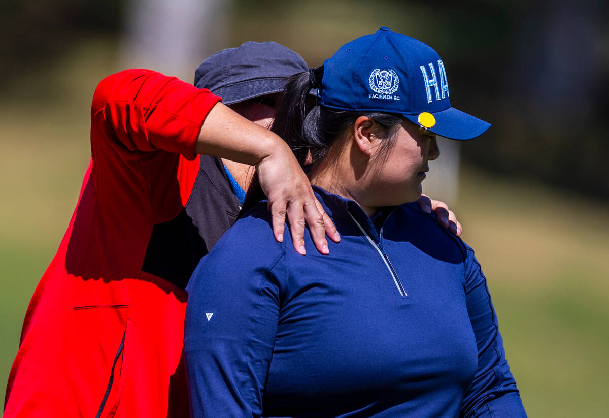 Angel Yin gets a shoulder massage as she warms up during the third day of the LPGA T-Mobile Mat ...