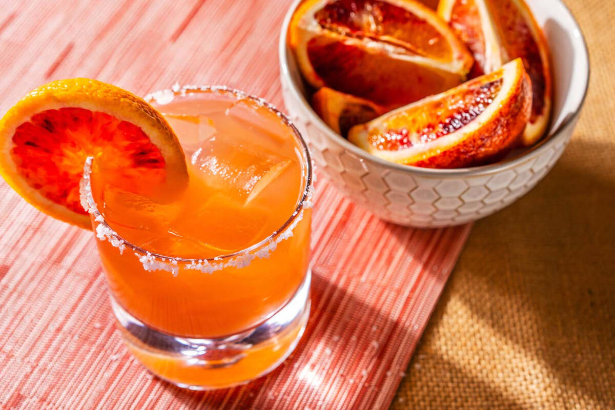 A blood orange margarita is on the menu in spring 2024 at Tommy Bahama Marlin Bar in Town Squar ...